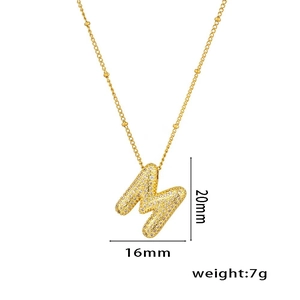 18K gold plated micro-pave zircon M letter necklace with 20mm balloon pendant charm