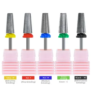 5-piece set of professional tungsten steel nail drill bits with color-coded grits