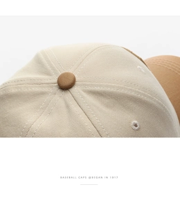 Macro shot of baseball cap crown featuring stitched eyelets and contrasting top button