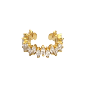 925 silver ear bone clip with marquise cut cubic zirconia in a C-shaped gold finish