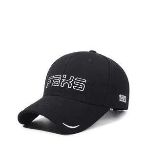 Detail of black baseball cap showing white FBXS embroidery and 1978 side stitching