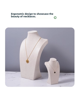 Set of two velvet necklace busts in light beige with sleek ergonomic design for jewelry displays