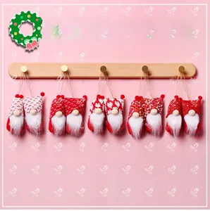 Detailed set of ten Valentine's Day gnomes with red and white knitted hats and faux fur