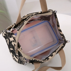 Grand sac à déjeuner isotherme en tissu Oxford avec imprimé lettres et intérieur alu