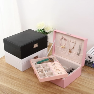 Large Capacity Double Layer PU Leather Jewelry Organizer Box With Lock For Rings Earrings Necklaces Storage Case Women Gift