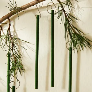 Modern forest green scented sticks for Christmas trees with silver metal S-hooks