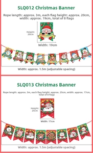 Detail of Christmas banner set featuring Santa and reindeer with size measurements