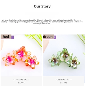 Detail view of large resin plumeria claw clips with size 10cm x 3.3cm x 2.1cm