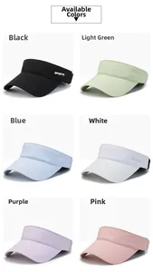 Multi-color sun visor hats for running with sports logo and adjustable velcro strap