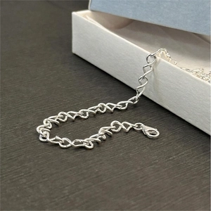 S925 sterling silver minimalist twisted chain bracelet with lobster clasp in gift box