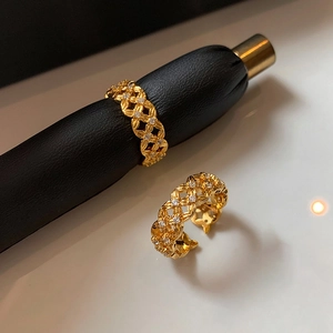 Elegant gold plated hollow cross open rings with shimmering zircon stones for women