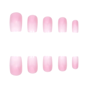 Pink and white ombre press-on nails in short squoval shape with jelly finish 10pcs set