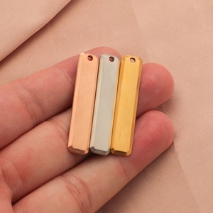 Titanium steel rectangle bar pendants in rose gold, silver, and gold finish