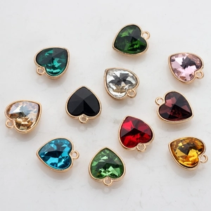 Heart Crystal Pendants Gold Alloy Faceted Charms For Jewelry Making DIY Earring Necklace Accessories
