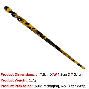 Minimalistischer Haarstab aus Acetat mit Leopardenmuster und Spiral-Design, 17,8 cm Länge