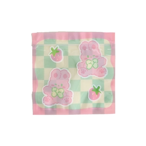 Cute cartoon resealable bags with pastel plaid patterns for snacks and stickers