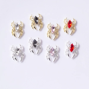 Alloy Spider Nail Art Charms Marquise Rhinestone Gothic 3D Manicure Decorations Halloween DIY Jewelry