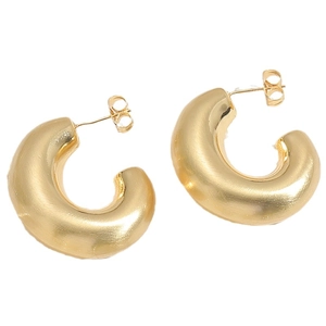 Minimalist gold-tone chunky C-shaped hoop earrings with a polished metallic finish