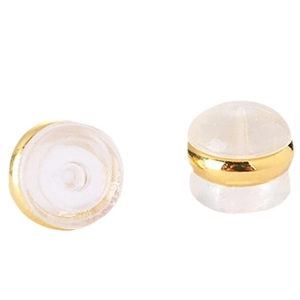 Fermoirs de boucles d'oreilles plaqués or 18k avec noyau en silicone transparent
