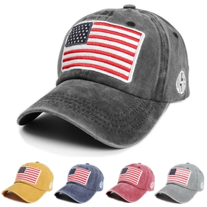 Berretto da Baseball in Cotone Lavato Vintage con Bandiera Americana Ricamata USA AMERICA Lettera Cappello da Sole Regolabile