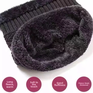 Detail showing the thick faux fur lining and soft knit texture of the winter neck warmer