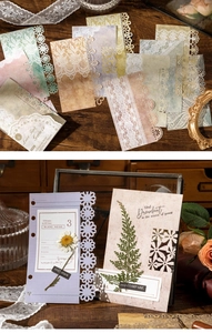 Macro view of vintage hollow lace paper with 50 sheets for scrapbooking and DIY decoration