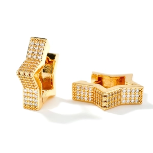 Orecchini eleganti a stella dorati con pavé di zirconi e design minimalista