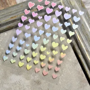 Pegatinas De Arte De Uñas Ultra Delgadas Y Resistentes Patrones De Corazón Estrella Degradado Colorido Decoración Manicura Autoadhesiva DIY