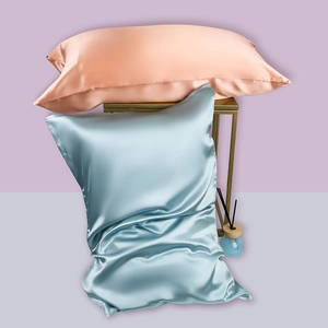 Luxurious 22 momme 100% mulberry silk pillowcases in pink and blue colors