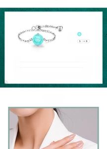Macro detail of S925 silver chain ring featuring a 6mm round turquoise tourmaline stone