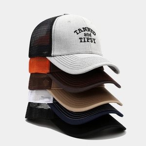 Trucker Hat Cotton Mesh Breathable Baseball Cap TANNED and TIPSY Embroidery Outdoor Summer Casual Adjustable