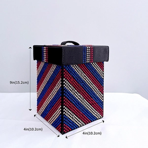 Rainbow rhinestone cube evening clutch bag for women with dimensional size markings