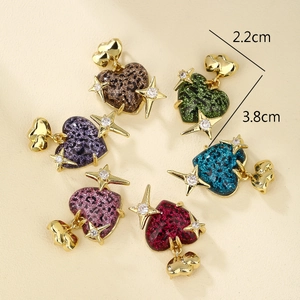 Set of 6 colorful heart pendants with leopard print and sparkling star details