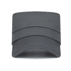 Dark grey quick-dry flat top sun hat with detachable zipper cap and breathable design