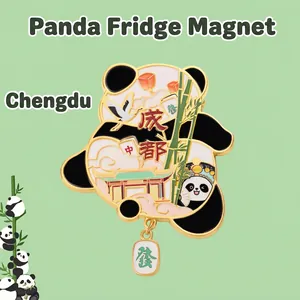 Calamita Da Frigo Panda Lega Di Zinco Metallo Smalto Chengdu Souvenir Di Viaggio Mahjong Design Adesivo Per Frigorifero