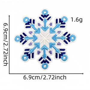 Blue and white snowflake embroidery patch for clothing DIY decoration with 6.9cm size