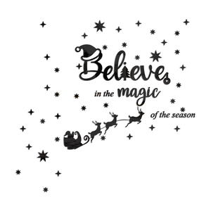 Weihnachts-Wandaufkleber mit 'Believe in the magic of the season' Text und Rentier-Motiv