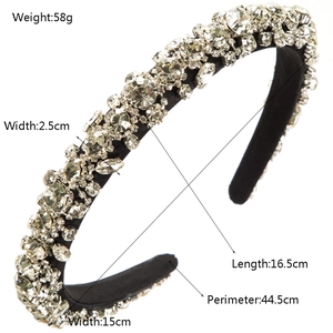 Luxury Baroque headband with full crystals and rhinestones on high crown sponge base