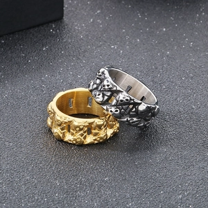 Punk style stainless steel skull rings in gold and silver finish for men and women