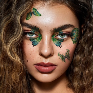 Glitzer Pfauenfeder Gesicht Tattoo Aufkleber für Frauen Party Make-up Augen Dekoration Detail