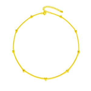 Elegant gold heart tassel necklace with multiple charms and O-chain for women