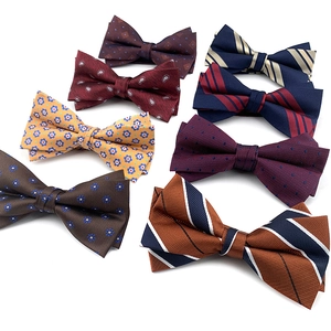 Set of seven stylish men's bow ties in assorted patterns and colors for formal suits