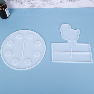 Detailed view of DIY translucent silicone molds for Christmas chick and rabbit resin crafts