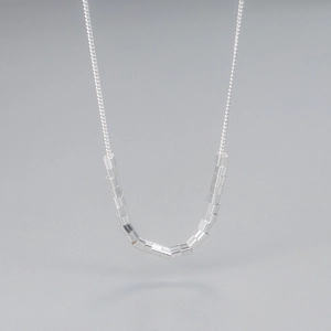 925 Sterling Silver Geometric Cube Pendant Necklace Minimalist Small Square Clavicle Chain For Women INS Style Fashion Jewelry
