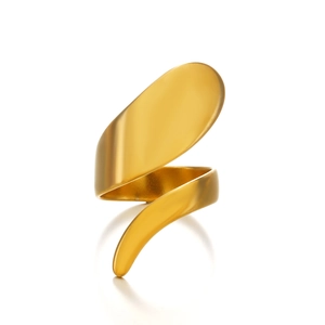 Minimalistischer 18K vergoldeter Edelstahlring mit klobigem geometrischem Spiraldesign
