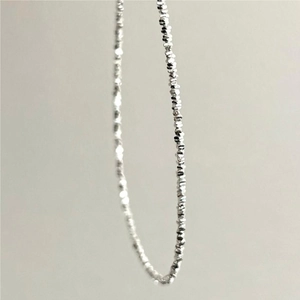 Minimalist 925 sterling silver chain necklace with shimmering crushed stone texture