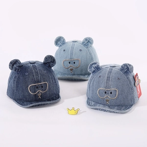 Casquette de baseball en jean pour bébé avec oreilles 3D et broderie en trois coloris