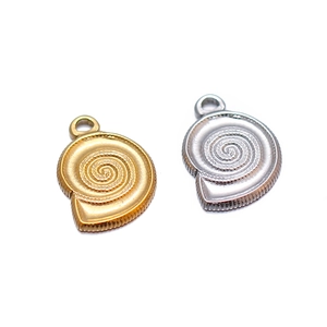 Minimalist spiral conch shell pendants in 18K gold and silver for DIY jewelry making