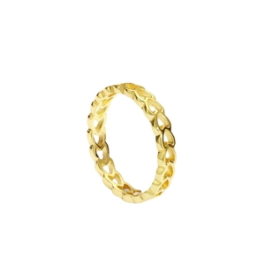 Elegant gold minimalist ring with hollow heart pattern design for women
