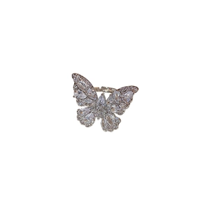 Anello a farfalla in argento regolabile con zirconi brillanti e design di lusso